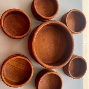 Vintage teak salad bowl set